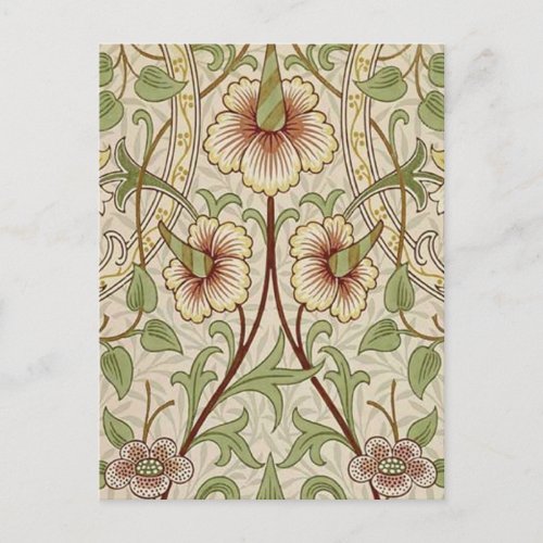 William Morris Daffodil Classic Flower Wallpaper Postcard