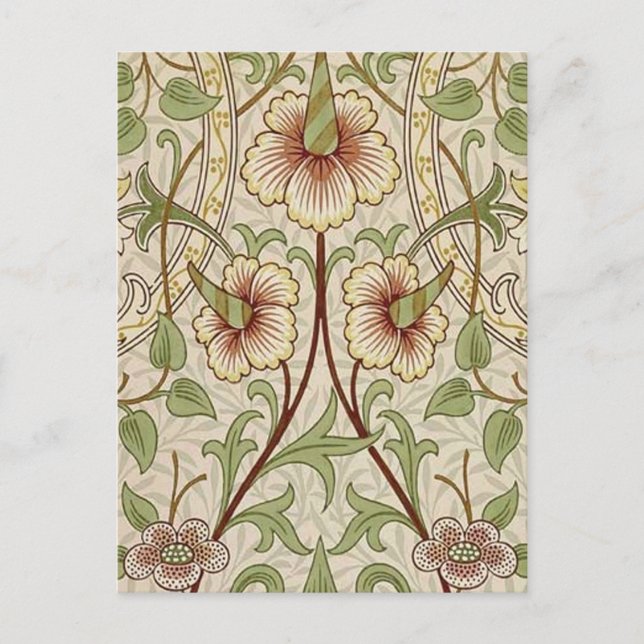 William Morris Daffodil Classic Flower Wallpaper Postcard (Front)
