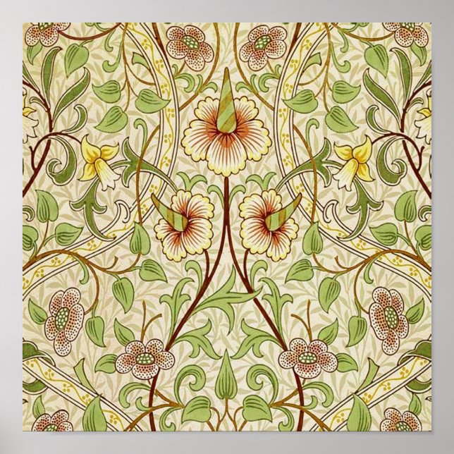 William Morris Daffodil Classic Flower Wallpaper Poster (Front)