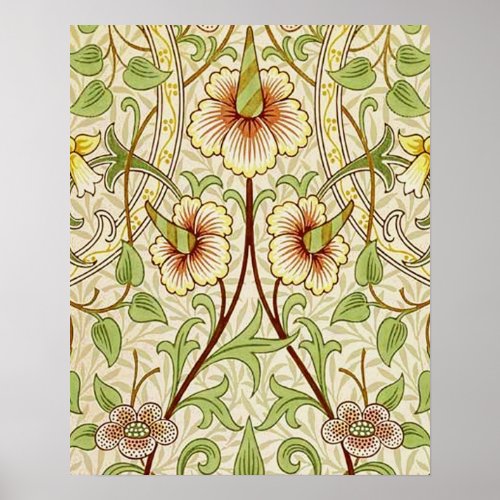 William Morris Daffodil Classic Flower Wallpaper Poster