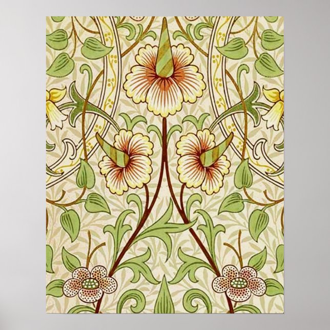 William Morris Daffodil Classic Flower Wallpaper Poster (Front)