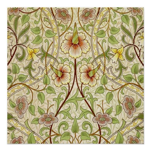 William Morris Daffodil Classic Flower Wallpaper Poster