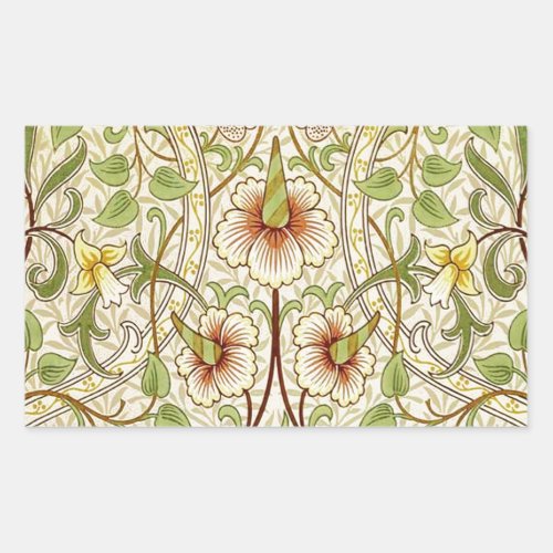 William Morris Daffodil Classic Flower Wallpaper Rectangular Sticker