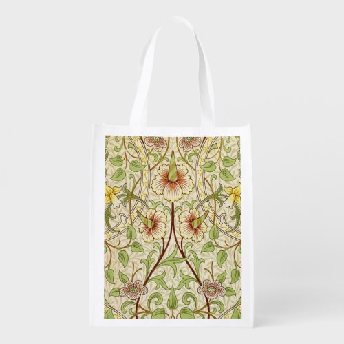 William Morris Daffodil Classic Flower Wallpaper Reusable Grocery Bag