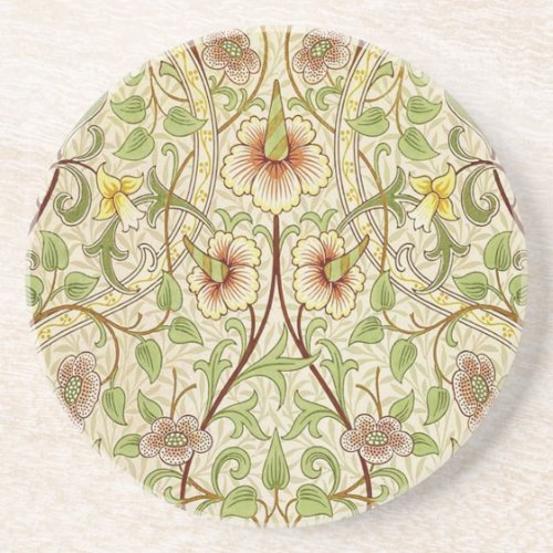 William Morris Daffodil Classic Flower Wallpaper Sandstone Coaster