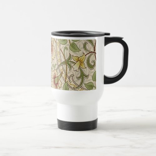 William Morris Daffodil Classic Flower Wallpaper Travel Mug