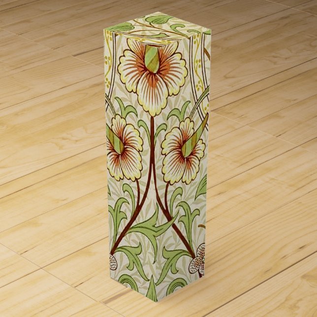William Morris Daffodil Classic Flower Wallpaper Wine Gift Box (Front)