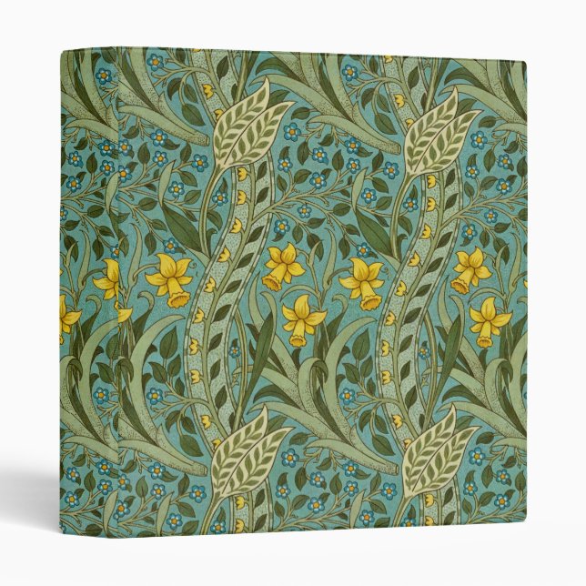 William Morris Daffodil Floral Pattern Classic 3 Ring Binder (Front/Spine)