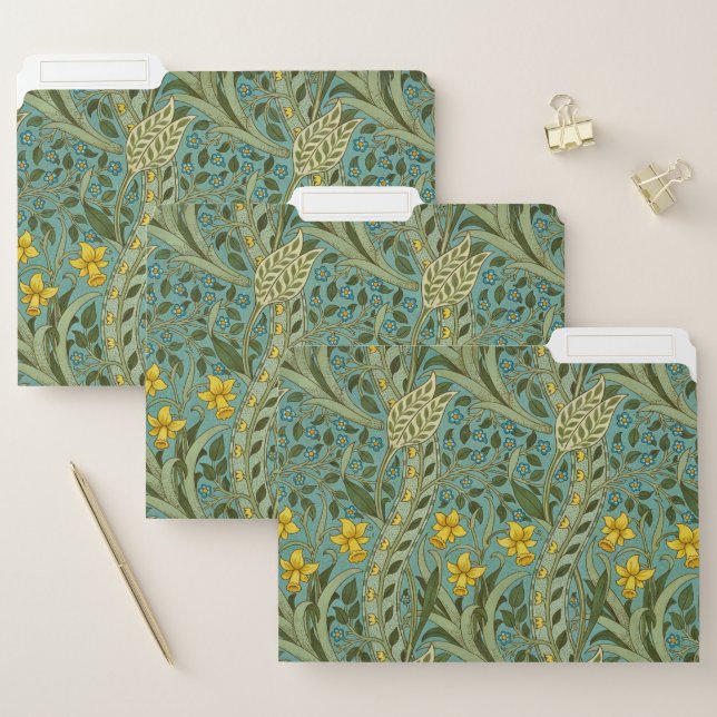 William Morris Daffodil Floral Pattern Classic File Folder (Set)