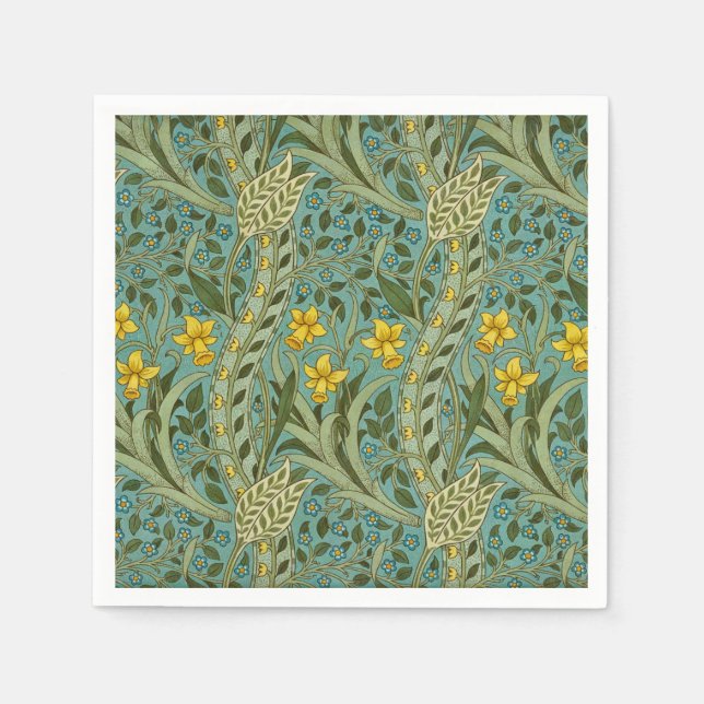 William Morris Daffodil Floral Pattern Classic Napkins (Front)