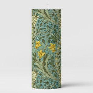 William Morris Daffodil Floral Pattern Classic Pillar Candle