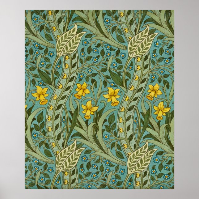 William Morris Daffodil Floral Pattern Classic Poster (Front)