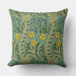 William Morris Daffodil Floral Pattern Classic Throw Pillow