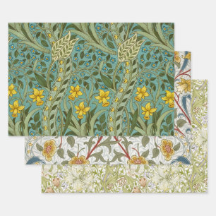 William Morris Daffodil Floral Pattern Classic Wrapping Paper Sheets