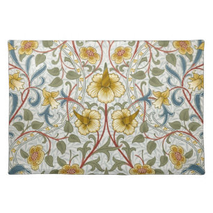 William Morris Daffodil Floral Pattern Cloth Placemat