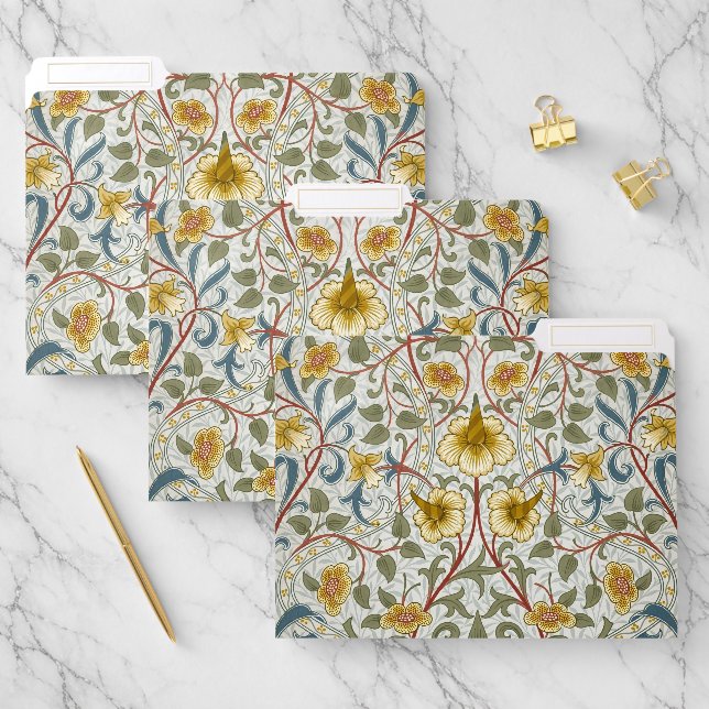 William Morris Daffodil Floral Pattern File Folder (Set)