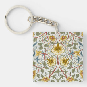 William Morris Daffodil Floral Pattern Keychain