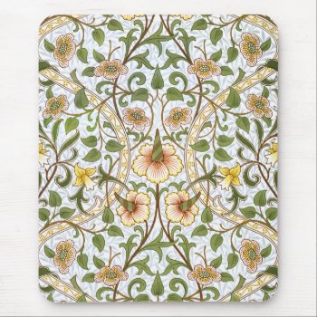 William Morris Daffodil Floral Pattern Mousepad by Bramblewood at Zazzle