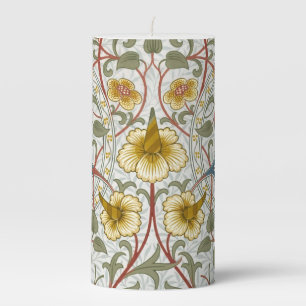 William Morris Daffodil Floral Pattern Pillar Candle