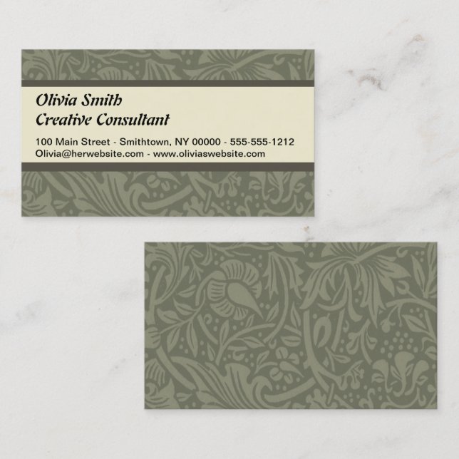William Morris Daffodil Floral Wallpaper Business Card (Front/Back)
