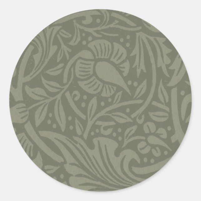 William Morris Daffodil Floral Wallpaper Classic Round Sticker (Front)