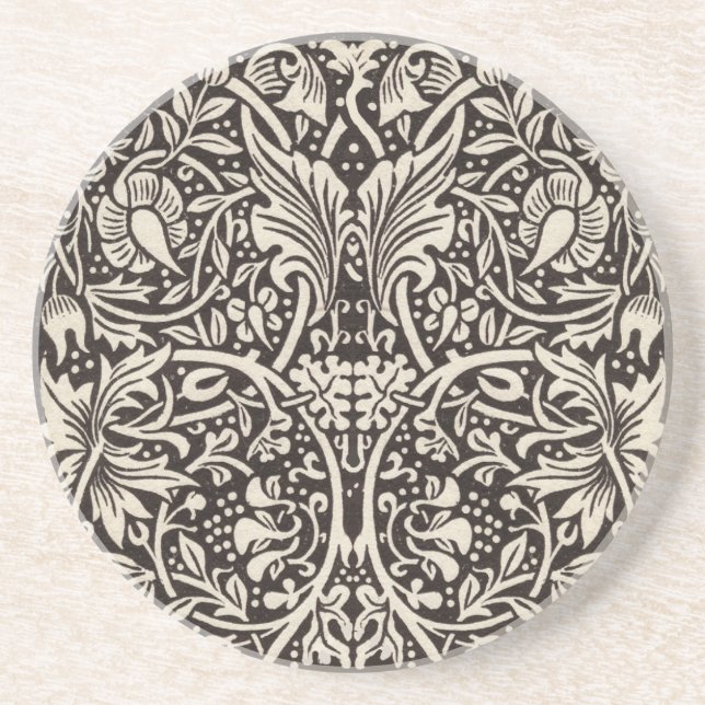 William Morris Daffodil Floral Wallpaper Drink Coaster (Front)