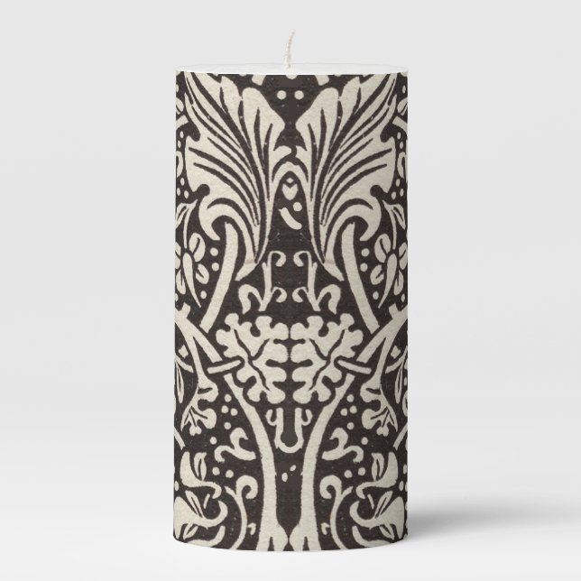 William Morris Daffodil Floral Wallpaper Pillar Candle (Front)