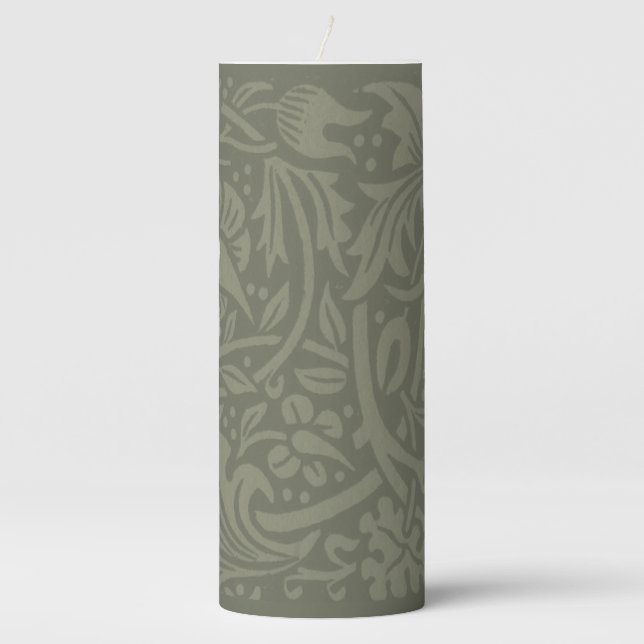 William Morris Daffodil Floral Wallpaper Pillar Candle (Front)