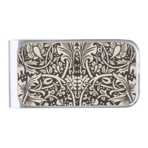 William Morris Daffodil Floral Wallpaper Silver Finish Money Clip