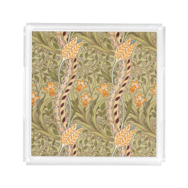 William Morris Daffodil Garden Flower Classic Bota Acrylic Tray (Front)