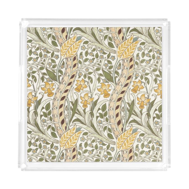 William Morris Daffodil Garden Flower Classic Bota Acrylic Tray (Front)