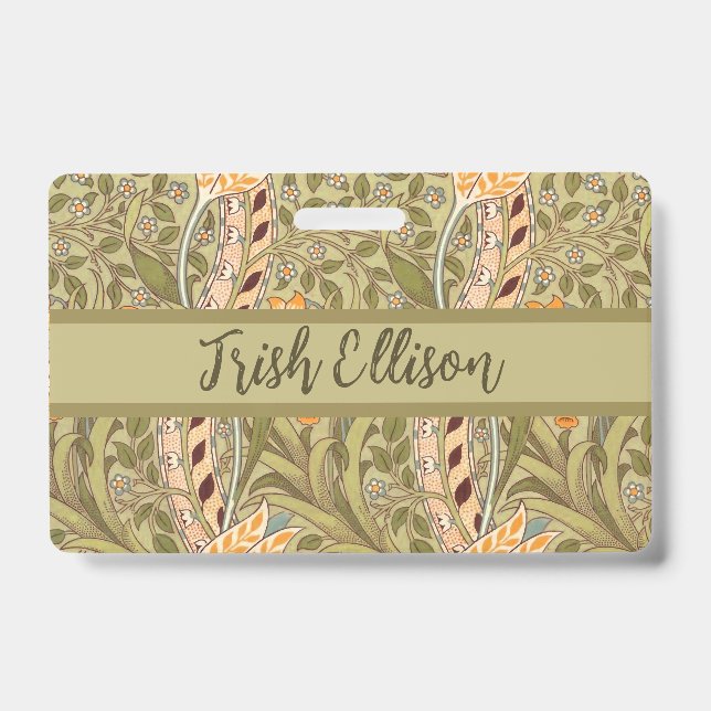 William Morris Daffodil Garden Flower Classic Bota Badge (Front)