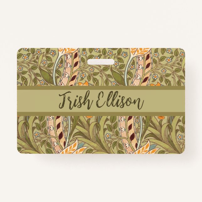 William Morris Daffodil Garden Flower Classic Bota Badge (Front)