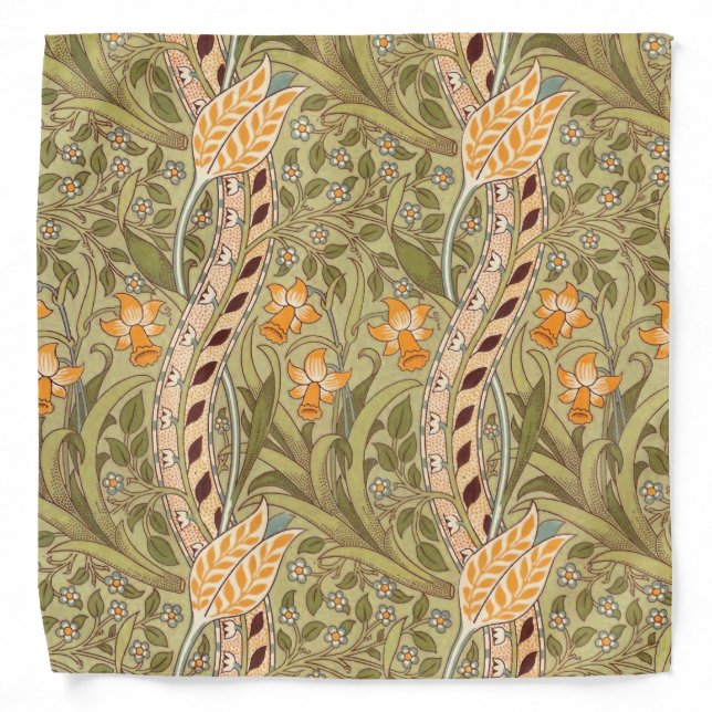 William Morris Daffodil Garden Flower Classic Bota Bandana (Front)
