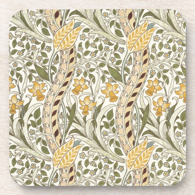 William Morris Daffodil Garden Flower Classic Bota Beverage Coaster (Front)