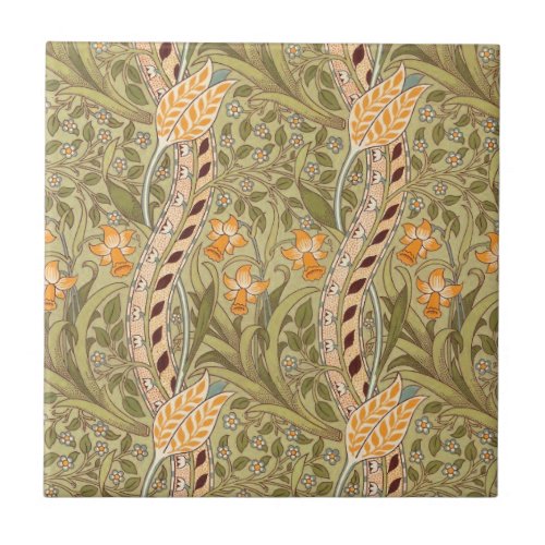 William Morris Daffodil Garden Flower Classic Bota Ceramic Tile