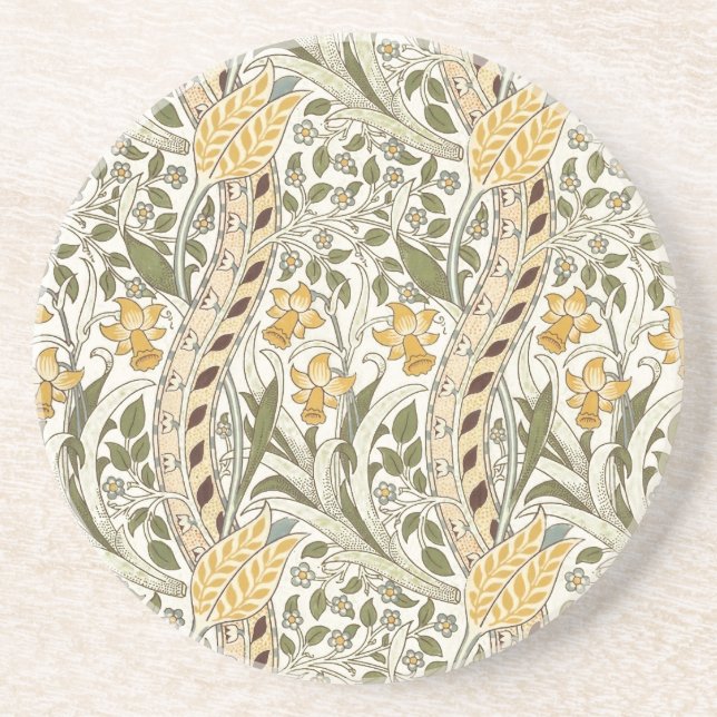 William Morris Daffodil Garden Flower Classic Bota Coaster (Front)