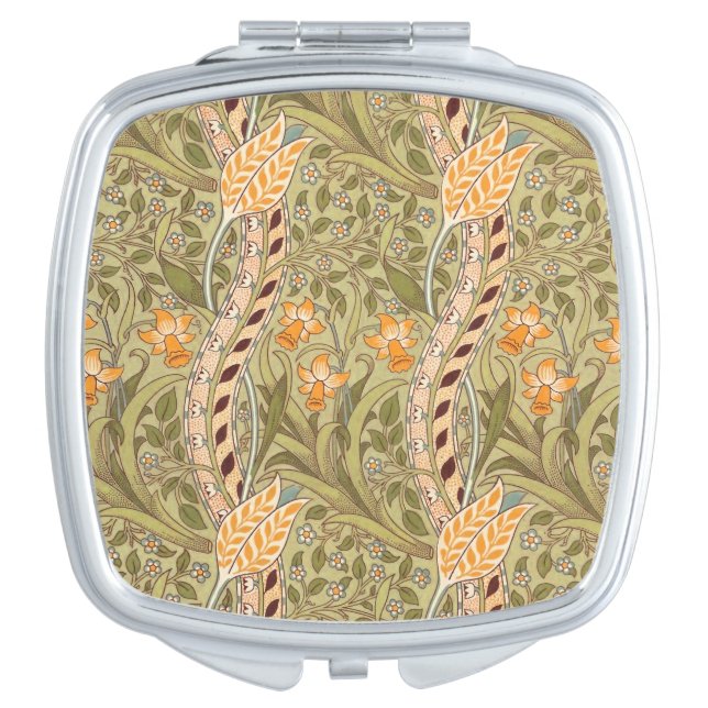 William Morris Daffodil Garden Flower Classic Bota Compact Mirror (Front)