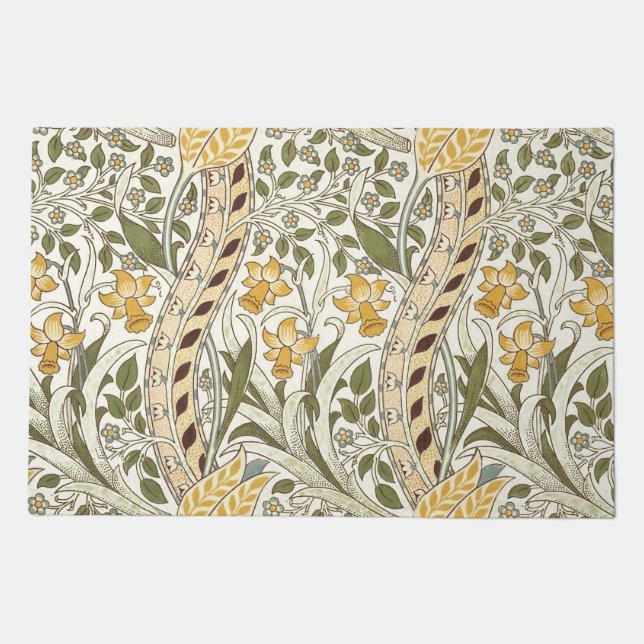 William Morris Daffodil Garden Flower Classic Bota Doormat (Front)