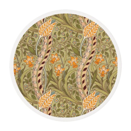 William Morris Daffodil Garden Flower Classic Bota Edible Frosting Rounds