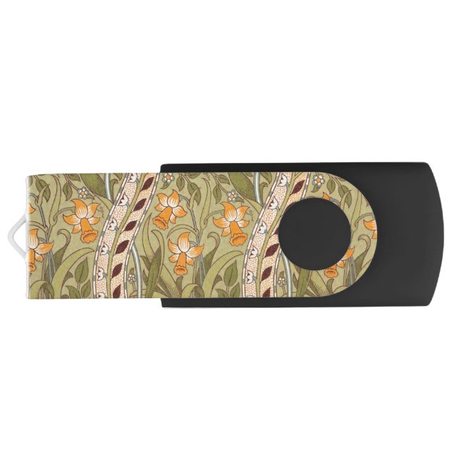 William Morris Daffodil Garden Flower Classic Bota Flash Drive (Back)