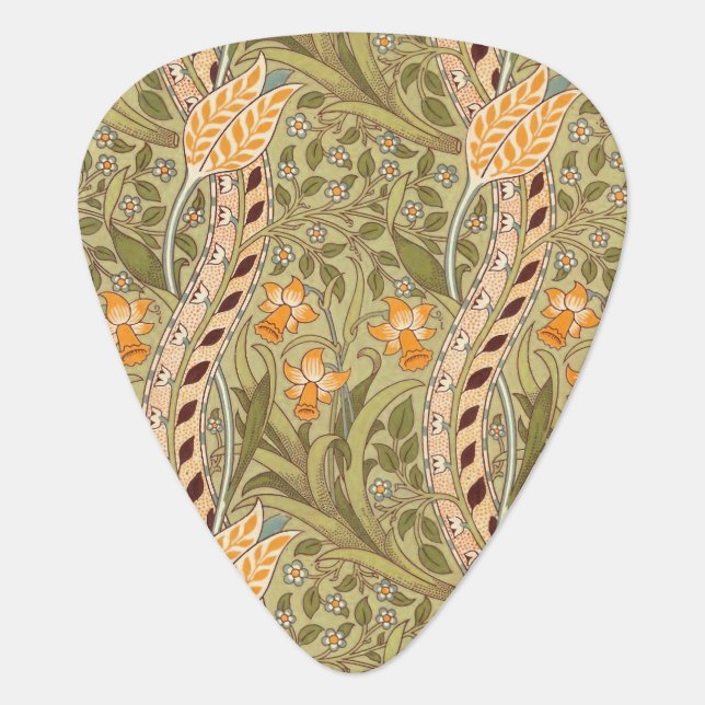 William Morris Daffodil Garden Flower Classic Bota Guitar Pick (Front)
