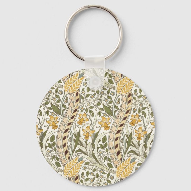 William Morris Daffodil Garden Flower Classic Bota Keychain (Front)