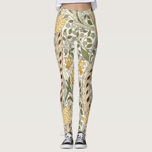 William Morris Daffodil Garden Flower Classic Bota Leggings