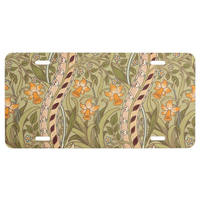 William Morris Daffodil Garden Flower Classic Bota License Plate (Front)