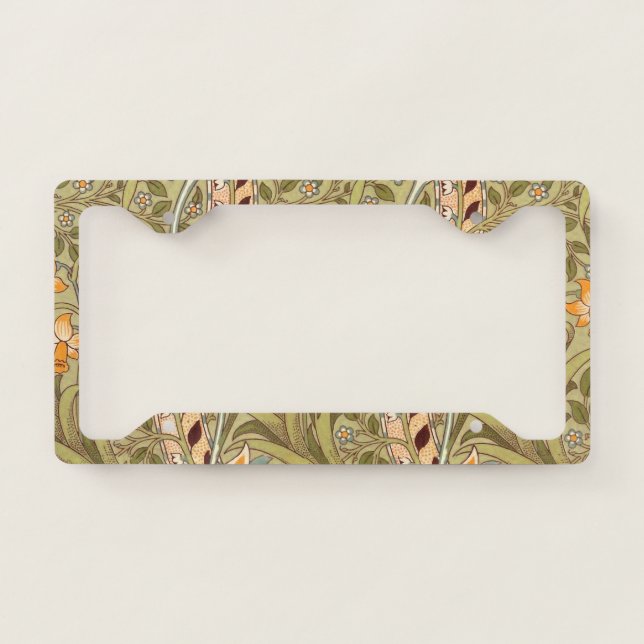 William Morris Daffodil Garden Flower Classic Bota License Plate Frame (Front)
