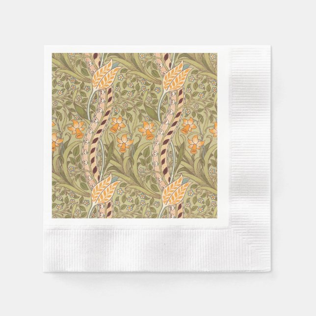 William Morris Daffodil Garden Flower Classic Bota Napkins (Front)