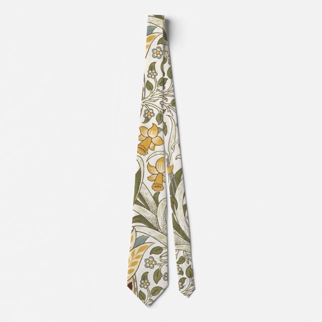 William Morris Daffodil Garden Flower Classic Bota Neck Tie (Front)