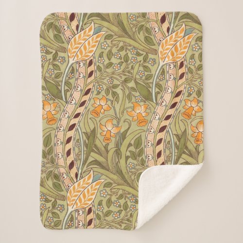 William Morris Daffodil Garden Flower Classic Bota Sherpa Blanket