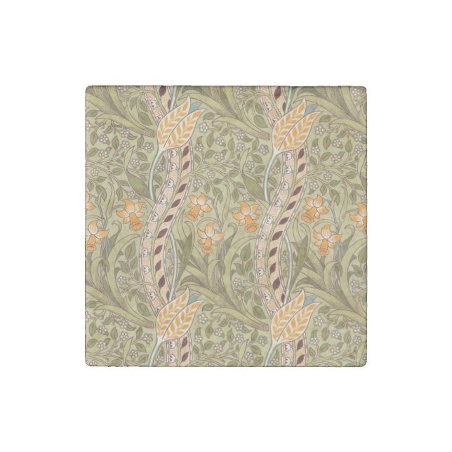 William Morris Daffodil Garden Flower Classic Bota Stone Magnet (Front)